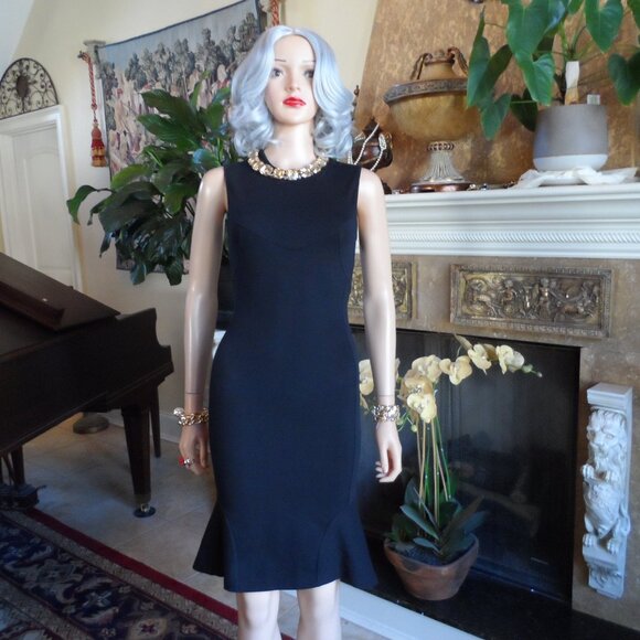 Stella McCartney Black Sheath Dress w/Flounce Hemline Detail Size IT 38 US 2 - Picture 2 of 16